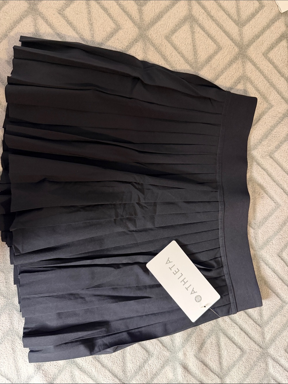 Athleta Black Pleated Skater Skirt with Wide Waistband